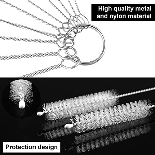 Reusable Straw Cleaning Brushes Bottle Test Tube Long Straw Cleaning Brush Nylon Washing Tool Reusable Bottle Brush in Different Size(White-Black,16 Pieces)