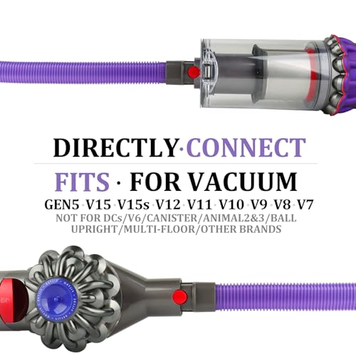 Fullclean Dryer Vent Lint Vacuum Atttachments for Dyson V15 V15s Gen5 V12 V11 V10 V9 V8 V7 Detect Absolute Cyclone Outsize Slim Vacuum Cleaner Crevice Flexible Dryer Lint Remove Tool Cleaner Kit - style: Dryer Hose and Brush Purple