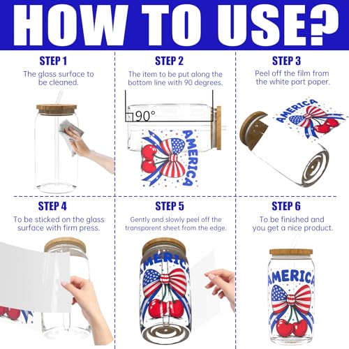 4 PCS Watercolor 4th of July UV DTF Cup Wrap, Rub on Transfer Stickers for 16oz Glass Mugs, High Viscosity Permanent UV DTF Sticker, Coffee Cups, Water Bottles and Personalized Crafts - style: Watercolor 4th Of July