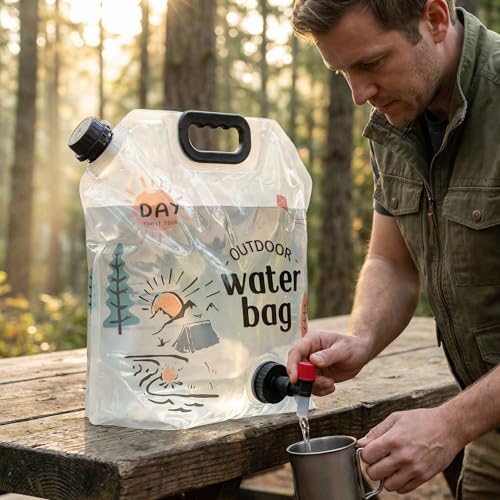 3PCS Water Storage Containers 2.1 Gallon Collapsible Water Jug - Reusable BPA Free Foldable Empty Gallon Jug for Water Storage, Water Bag for Outdoor Hiking Emergency Prep Camping Essentials