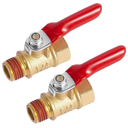BILAL 2 Pack 1/4" Heavy Duty Air Compressor Brass Ball Valve Shut Off Switch, 1/4 Inch Male And Female NPT Thread Pipe Fitting