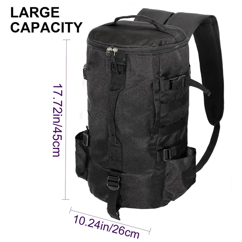 Lightweight Fishing Tackle Backpack Professional Water-Resistant All-in-One Rod Holder & Gear Storage - color: B-black