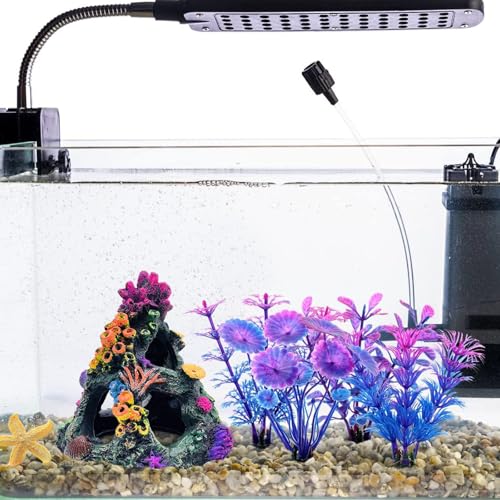 Fish Tank Decoration Set, Aquarium Decor Colorful Coral Mountain x 1pc, Betta Fish Tank Accessories Aquatic Plants x 4pcs，Aquarium Decor Starfish x 1pcs.