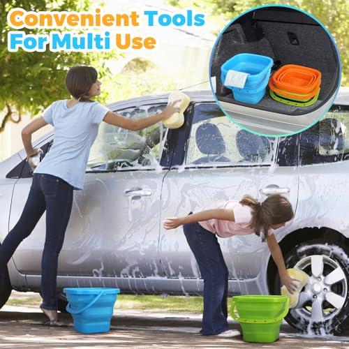 Foldable Beach Bucket, Large Silicone Pail Bucket Sand Buckets Collapsible Bucket, Sand Beach Toys for Kids Adults Beach Play Camping Gear Water Food Jug, Dog Bowls, Camping