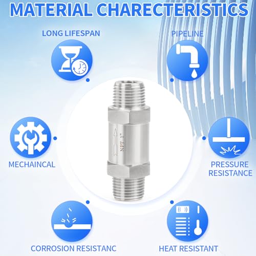 ChillWaves 304 Stainless Steel In-Line Split Check Valve 1" NPT Male Thread, One-Way Non-return Check Valve for Backflow Prevention(1-PACK) - size: 1" MNPT, style: Split Check Valve