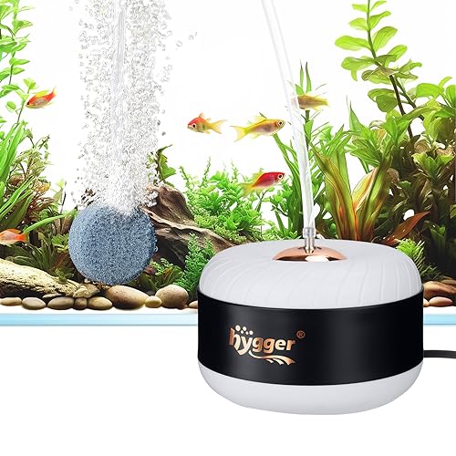 hygger 3W/8W Aquarium Air Pump, Powerful 50GPH/140GPH Adjustable Fish Tank Aerator, Ultra Quiet Oxygen Pump Aquarium Bubbler with Accessories for up to 300 Gallon Tank - style: for Aquarium up to 150 Gal