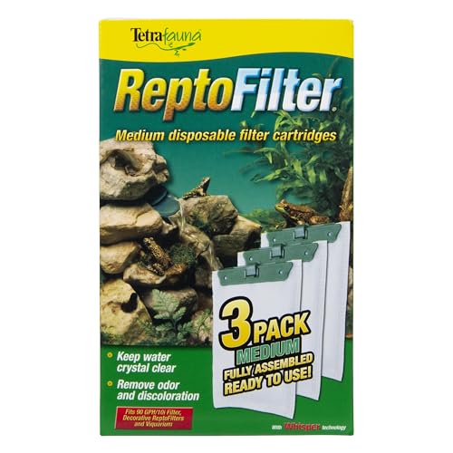 Tetra ReptoFilter Medium Filter Cartridges for Terrariums, 3 Count, Fits TetraFauna ReptoFilter 20 gal, Viquarium, and Decorative ReptoFilter