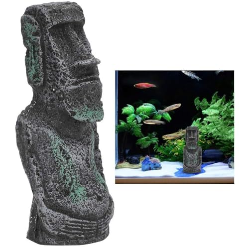 Easter Island Head Statue, Aquarium Fish Tank Ornament Home Desktop Decoration Accessories Fish Tank Aquarium Decoration(18)