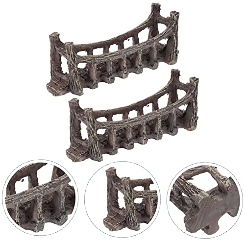 DOITOOL 2pcs Bridge Decor for Aquarium Landscaping Fish Tank Ornament Artificial Bridge Decoration Vivid Fish Tank Decor for Home Decoration