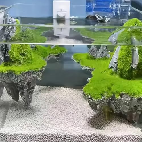 Aquarium Rocks Fish Tank Decoration Resin Moss Mountain Aquarium Decor Realistic Sky City Landscape with Lush Greenery, Fish Tank Landscaping Fairy Garden