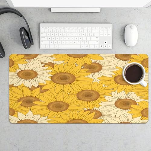 XXL Gaming Mouse Pad Sunflower Vintage Flower XXL Gaming Mouse Pad Large Desk Mat Protector for Desktop, Anti-Slip Rubber Extended Computer Keyboard Mat Writing Pad, 11.8 * 27.5 in,B-1479 - color: B-1479, size: 11.8*27.5 In