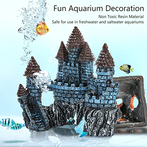 Resin Castle Aquarium Decorations,Hideout Castle House Cave Stone Head Aquarium Ornament,Fish Tank House Decor for Freshwater Saltwater