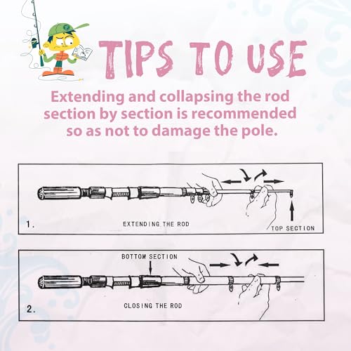 Kids Fishing Pole, Portable Telescopic Kids Fishing Poles for Boys and Girls, Fishing Rod and Reel Combo Kit with Tackle Box, and Fishing Net, Best Fishing Pole for Toddler Youth - color: Light Pink