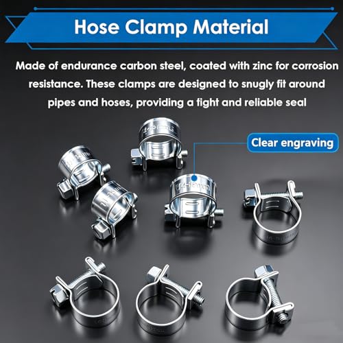 smseace 32Pcs Fuel Line Clamps Fuel Injection Hose Clamps 1/4inch 5/16inch 3/8inch Zinc Plated High Pressure Hose Clamps For Diesel/Petrol Pipe in Automotive,Marine,Truck - size: 11-16mm
