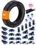 1/4" Air Line Tubing Kit, 32.8FT(10M) SAE J844 PA Nylon Air Hose Tubing with Cutter and Teflon Tape, 1/4" Air Hose with Push to Connect Fittings for Air Brake System Or Fluid Transfer(30PCS)