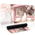 Pink Cute Cat Gaming Mouse Pad Large Desk Mat Extended Keyboard Mouse Pad Anime Mousepad with Non-Slip Base and Stitched Edge Mouse Mat Desk Pad 31.5 x 11.8 in Mouse Pads for Desk Home Office Gaming - color: Pink Cherry Blossom Cat