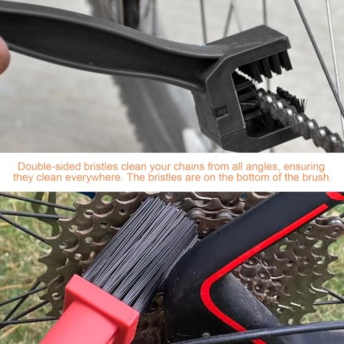 Ziciner 2 PCS Motorcycle Chain Brush, Bike Chain Cleaning Brush with Double-Ended Brushes, Durable Motor and Bicycle Chain Gears Maintenance Cleaning Tool, Motorcycle Accessories (Black+Red) - color: Black+red