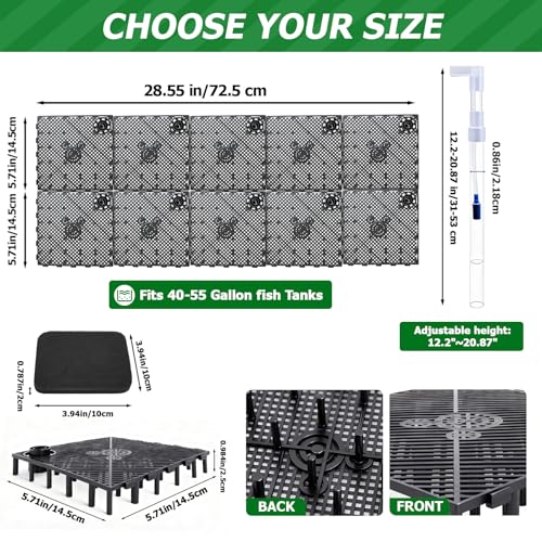 Sieral Under Gravel Aquarium Filter for 20-29 Gallon Tanks, 10 Pcs 5.7'' x 5.7'' Plates, Under Gravel System for Clean Water, with 2 Uplift Tube and 1 Filter Cotton, for Fish Tank Fresh and Saltwater - color: Black, size: 20 - 29 Gallons