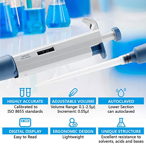 Pipettor Adjustable 1000-5000ul Single-Channel Variable Volume Micropipette High Accurate for Laboratory - size: 1000-5000ul