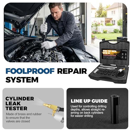 38900 Two Valve Ford Triton Tool Kit, Foolproof Repair System, Spark Plug Thread Repair Kit Compatible with 4.6L, 5.4L and 6.8 V-10 Ford Triton Two Valve Engines (Light Black) - color: Light Black