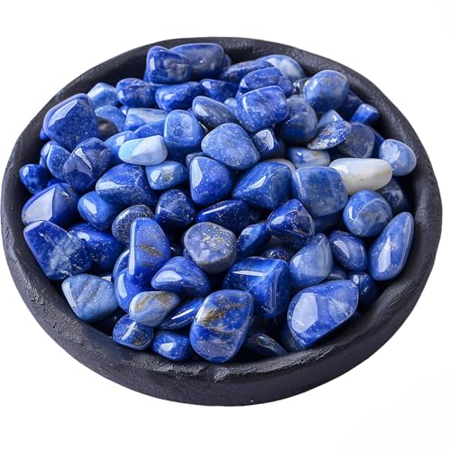 Polished Lapis Lazuli Crystal Bulk - 0.5" Colorful Tumbled Stone Chips Rocks, 10 oz Crushed Sea Glass Vase Filler Small Stones for Healing, Reiki, Crafting, Home Decor - color: Lapis Lazuli, size: 0.5"