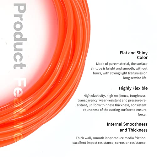 Pneumatic Tubing Orange PU Air hose Pipe Tube Kit 5/32 inch or 4mm OD 2.5mm ID 39.4ft/12 Meter for Air Line or Fluid Transfer - color: Orange, size: 4mm OD / 2.5mm ID × 12m