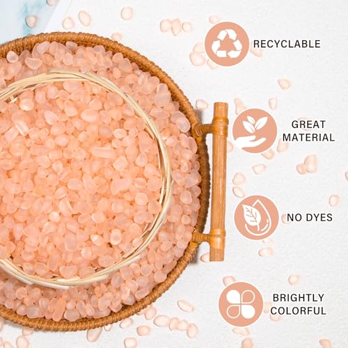 QEQEKAKA Sea Glass Stones for Crafts About 0.5LB (187g/6.6oz) Glass Pebbles Gemstones Bulk for Beaching Wedding DIY Decoration Aquarium Turtle Tank Vase Filler - color: Peach‌, size: 0.5LB (187g/6.6oz)