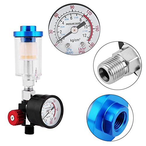 Air Pressure Regulator, High Precision Control Spray Gun Regulator Durable 1/4 Inch Gauge Easy Install for Auto Body Shops DIY Projects Manufacturing Facilities Industrial Use