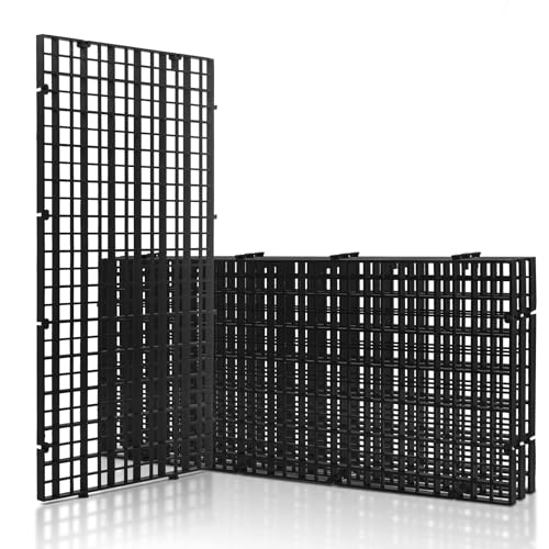 LINLAN 4 Pieces 5.9x11.8in (15X30cm) Aquarium Grid Plastic, Fish Tank Divider, Egg Crate for DIY Filtration and Bottom Protection in Aquascaping (Black-No Accessories)