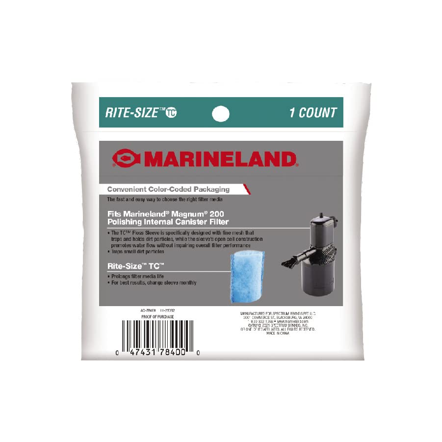 Marineland Magnum 200 Polishing Internal Filter Floss Sleve, Traps Small Dirt Particles, 1 Ct. - color: Blue, size: 1 Count (Pack of 1)