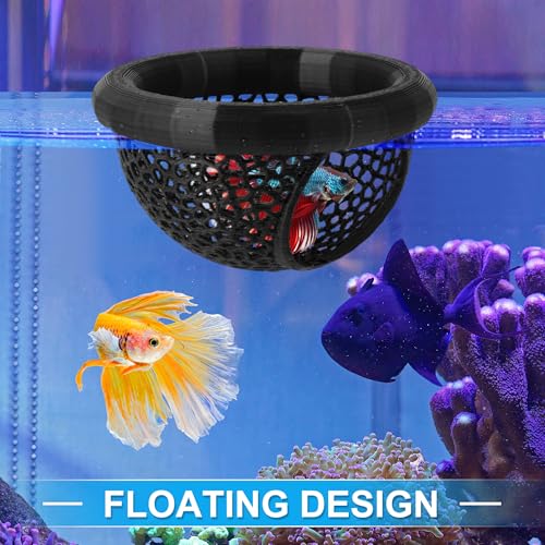 Betta Hideout Cave, Aquarium Floating Betta Hideout, Multi-Functional Betta Fish Hammock, Black - color: Black