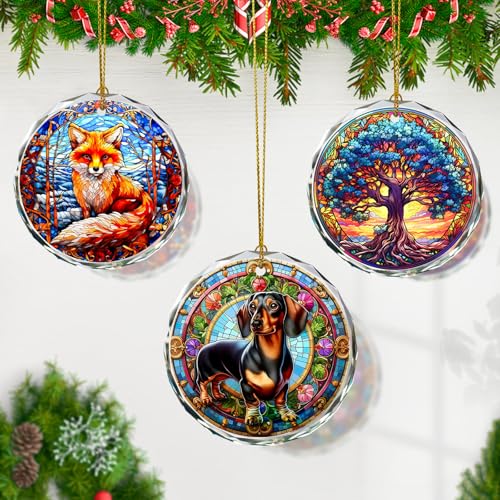 Dachshund Christmas Ornament - Stained Glass Dachshund for Tree, Gift Exchange - color: Dachshund