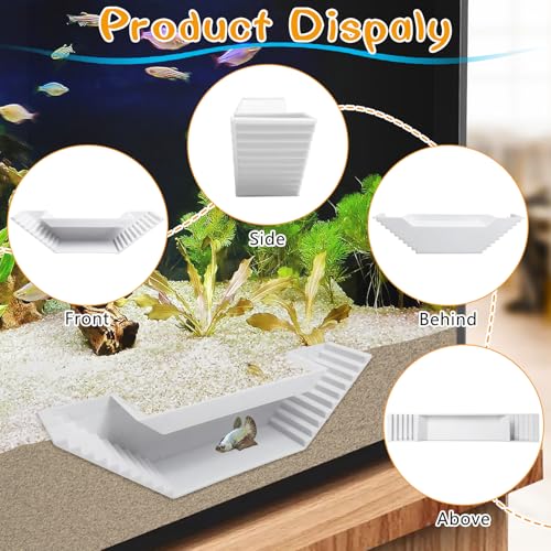 Aquarium Underground Tunnel Small Fish Cave Hideout with 2 Entrances Under Gravel Viewing Shrimp Tunnel Plastic Fish Tank Decoration (White)