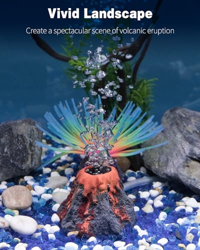 Uniclife Aquarium Volcano Ornament Kit Fish Tank Decoration Mini Resin Volcanic Decor for Fish Tank with Air Stone Bubbler Airline Tubing Accessories for Oxygenation (Air Pump Not Included) - color: Red, size: Mini