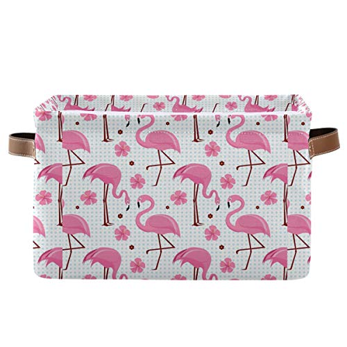 Pink Flamingos Storage Basket Bin, Large Cube Storage Box Canvas Collapsible Storage Organizer for Home Office Closet - 15 L x 11 W x 9.5 H - color: Pink Flamingos, size: 1 PCS