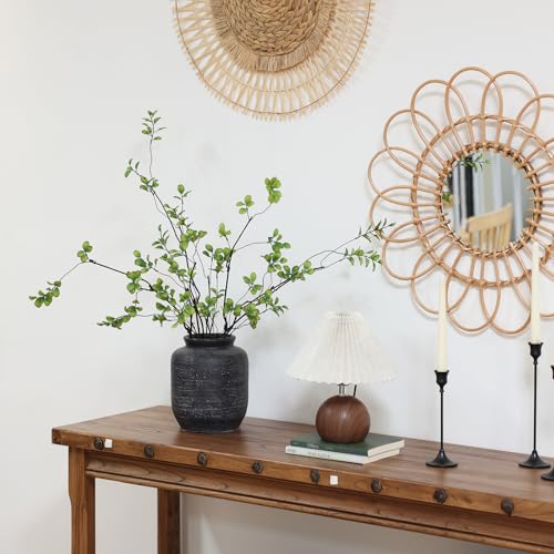 mizii 5pcs Artificial Greenery Stems 38in Realistic Faux Ficus Branches Long Stem with Green Leaves Fake Plants Eucalyptus Stems Greenery Decoration for Vase Table Room Home Indoor Decor (Green) - color: Green