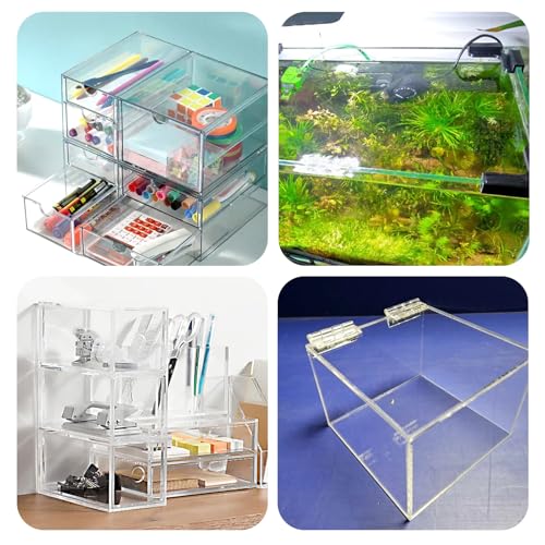 6 Pcs Self-Adhesive Clear Plastic Hinges 65x40mm Acrylic Small Hinges for Crafts Aquarium Lid Hinge Clear Foldable Hinge Tools for Cabinet Glass Furniture Display Stand