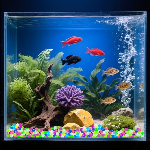 Glow in The Dark Fish Tank Rocks,Glowing Rocks Stones Resin Glow in Dark Pebbles for Outdoor Garden, Fish Tank, Aquarium, Landscaping,Driveway Decoration,Multi 1.4 Lb - color: 2-Multi, size: 1.4 LB