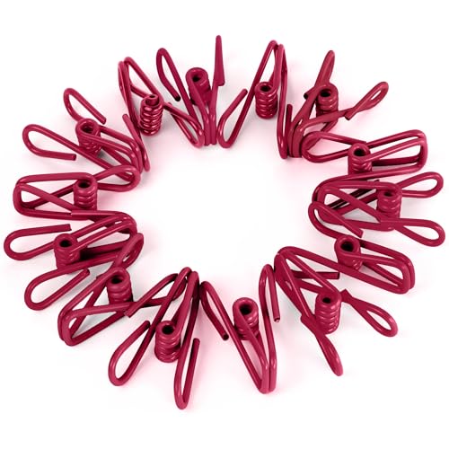 30 Pack Red Chip Bag Clips for Food - PVC 2 Inch Coated Sealer for Sealing Food - Paper Holder, Clothesline Clip for Laundry Hanging, Kitchen Bags, Multipurpose Clothes Pins - color: Red