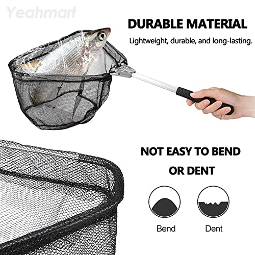 Yeahmart Fishing Landing Net with Telescopic Aluminum Handle Pole, Collapsible Nylon Mesh Minnow Fish Net for Saltwater & Freshwater, Portable Fishing Gear for Kids, Men, Women, Extends 21-75 Inches - style: 21" Full Length (Fixed Handle)