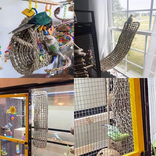 Bird Seagrass Mat 30" × 7" Parrot Natural Grass Woven Net Hammock Parakeet Climbing Rope Ladder Mat Chew Toys Cage Accessories for Pigeon Macaw Cockatiel Conure Budgie Cockatoo Rat Bearded Dragon - size: 30" x 7"