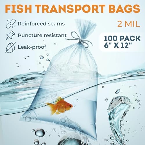 APQ Supply Clear Plastic Fish Bags, 6 x 12 Inch, 2 Mil Poly Bags, Pack of 100, Unprinted Clear Poly Bag for Aquarium Species Transfer and Transport - style: 6" X 12" / 2 Mil / 100 Pack