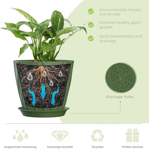7 Inch Plant Pots 5 Pack, Flower Planters with Drainage Holes and Trays,Plastic Pots for Indoor Outdoor Plants,Multicolor - color: Colorful, size: 7inch 5pc