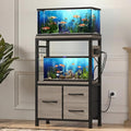 Heybly 5-10 Gallon Fish Tank Stand, Aquarium Stand with Drawer, Power Outlet, Heavy Duty Metal Frame, for Fish Tank, Turtle & Reptile Terrarium, 20.5" × 10.2" Top, 200lbs, Rustic Gray HAS002SSG - color: Greige, size: 5-10 gal