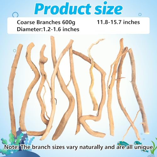 Hamiledyi Natural Driftwood for Aquarium Decor - Red Moor Wood 10"-15" Long Assorted Shapes (600g) Safe Branches for Fish Tank & Reptile Habitat - Natural Aquarium Wood Decorations (Coarse Branches)