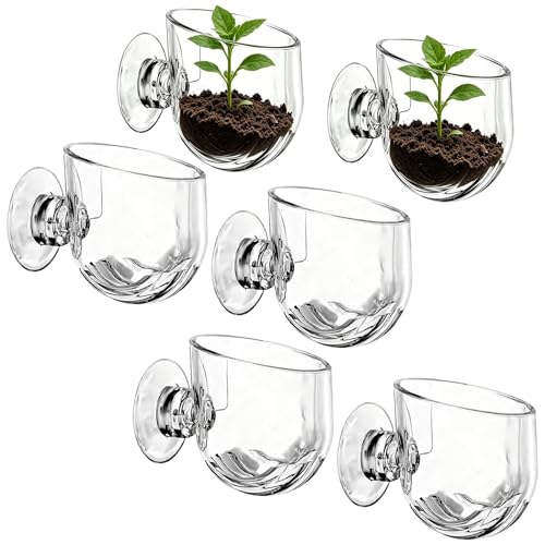 6PCS Shower Plant Holder, Stable Suction Cup Planters for Shower Wall, Aquarium Plant Cups, Multipurpose Water-Resistant Plant Holders for Bathroom and Kitchen Organization