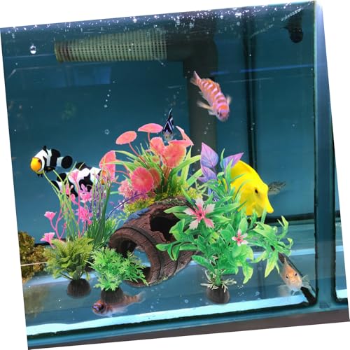 Toyvian 9pcs Broken Barrel Fish Tanks Decor Artificial Plants Aquarium Accessories Fish Tank Ornaments for Betta Cave Hide Aquarium Decorations