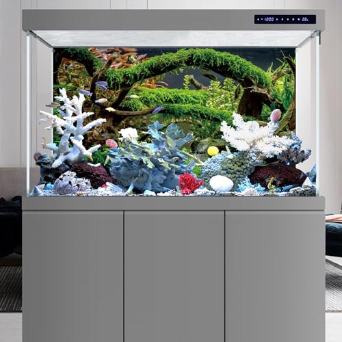 AWERT 48x20 inches Aquarium Background Branches Terrarium Background Aquatic Plant River Bed & Lake Fish Tank Background Vinyl Background - size: 48x20in/120x50cm