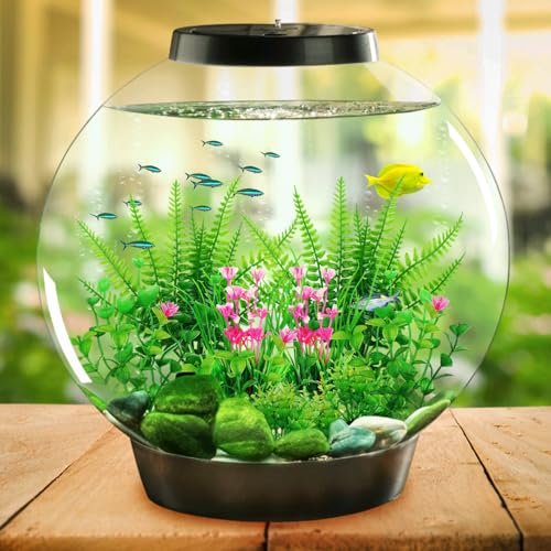 QUOZUO Aquarium Decor, 10pcs Fish Tank Decorations Aquarium Plants, Green Fish Tank Accessories, Mini Fish Tank Plants Plastic Decoration for Aquariums