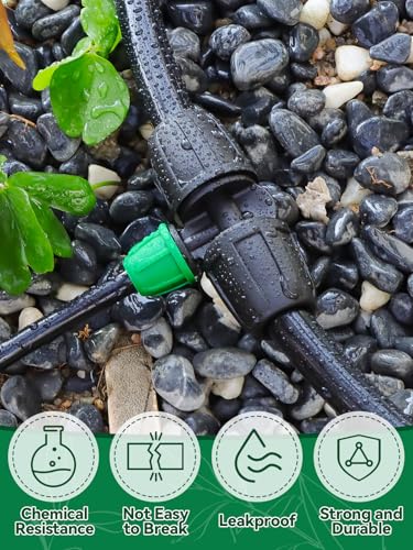 Kalolary 20PCS Locked Barbed Tee Connectors, 5/16" to 1/4" Drip Irrigation Fittings Kit 8/12mm to 4/7mm Tube Lock Female Connector 3-Way Barbed Lock Irrigation Parts for Watering System (Black Green) - color: Black Green 5/16" to 1/4" 3-Way